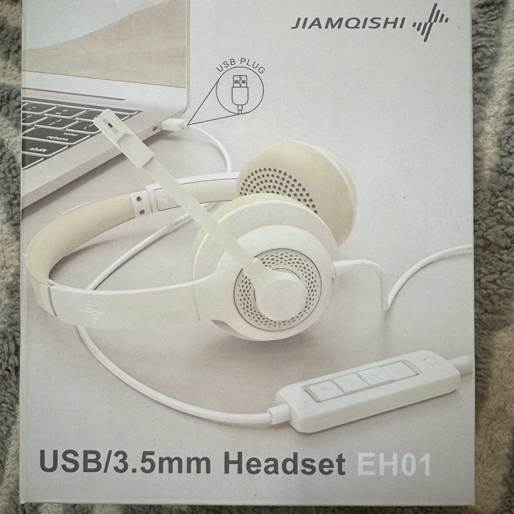 Jiamoqishi White Headset with USB/3.5mm Plug
